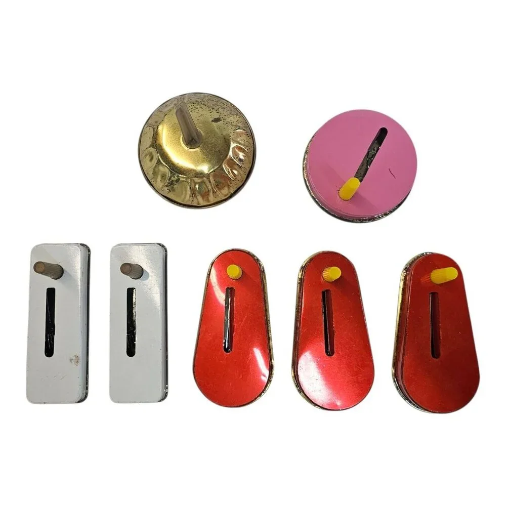 Spinner Hand Crank Noise Makers Clapper Tin Metal Vintage Party Favors Lot Of 7